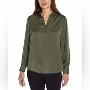 Banana Republic Olive Women's Collared Popover Blouse